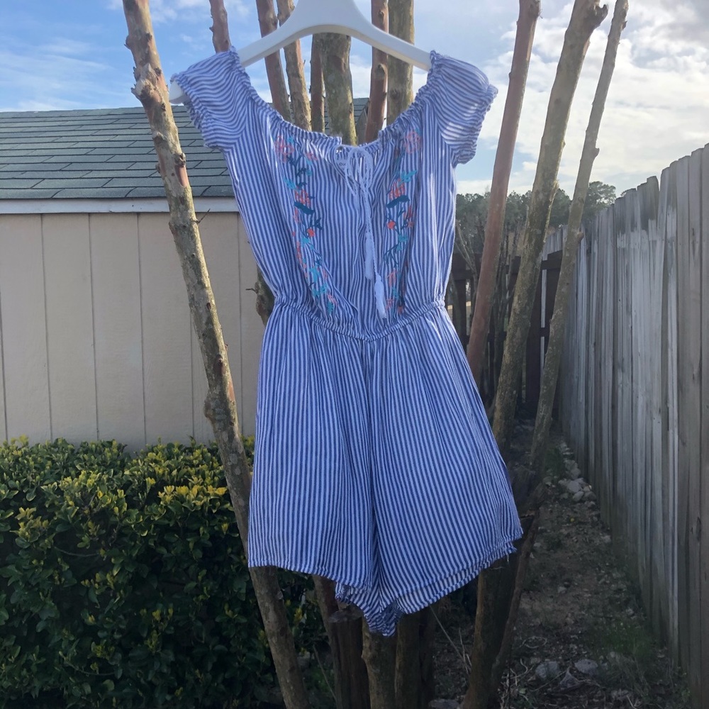 Love, Fire Girls Romper Floral & Stripe Short Set